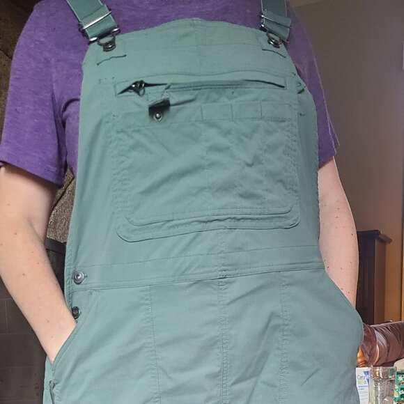 Women's Heirloom Gardening Bib Overalls Green Size Large Inseam 31 - Picture 2 of 2